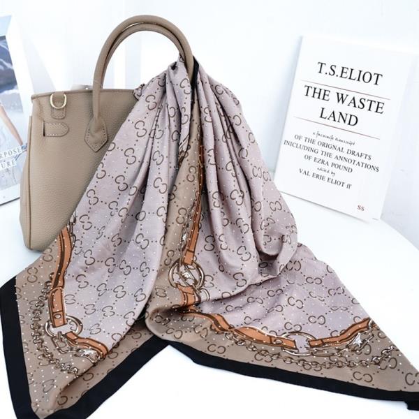 MONOGRAM SILKY BANDANA SQUARE NECK SCARF