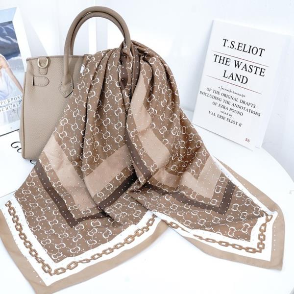 MONOGRAM SILKY BANDANA SQUARE NECK SCARF