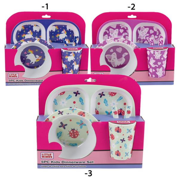 5PC LITTLE MIMOS KIDS DINNERWARE SET