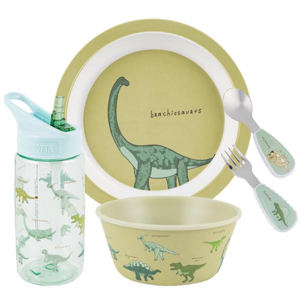 5PC DINOSAUR MELAMINE KIDS MEALTIME SET