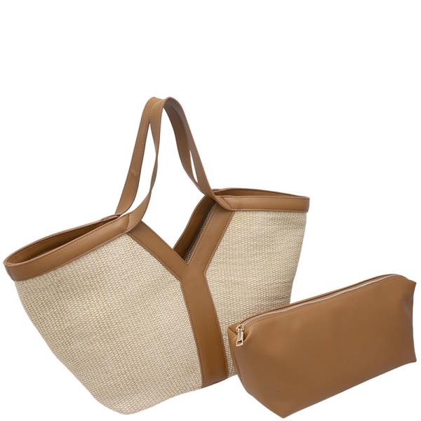 2IN1 WOVEN TOTE BAG W POUCH SET