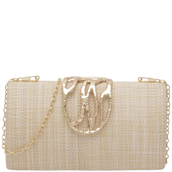 TEXTURED METAL DESIGN EVENING CLUTCH BAG