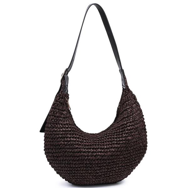WOVEN STRAW JASMINE HOBO BAG
