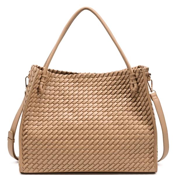 WOVEN TEXTURED JACKIE TOTE BAG