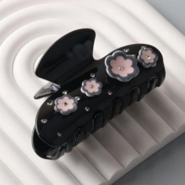 ACRYLIC RHINESTONE FLOWERS CLAW CLIP