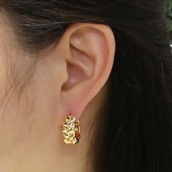 14K GOLD WHITE GOLD DIPPED CHAIN HOOP EARRINGS