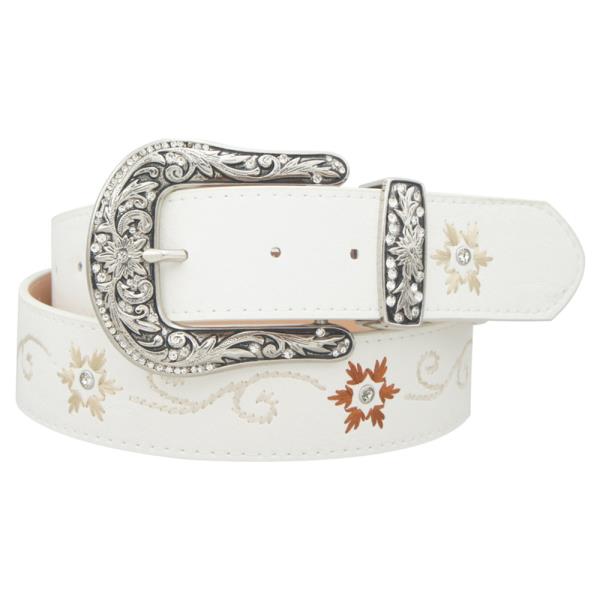 PLUS SIZE RS PAVE WESTER BUCKLE SNOWFLOWER EMB STRAP BELT