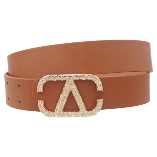 PLUS SIZE PIN & RS PAVE INVERTED V BUCKLE BELT