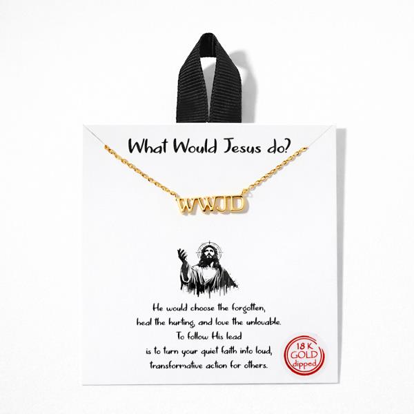 18K GOLD RHODIUM WHAT WOULD JESUS DO? WWJD PENDANT NECKLACE