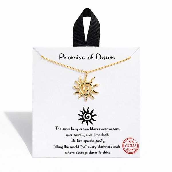 18K GOLD RHODIUM PROMISE OF DAWN SUN PENDANT NECKLACE