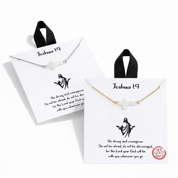 18K GOLD RHODIUM JOSHUA 1:9 CROSS PENDANT NECKLACE