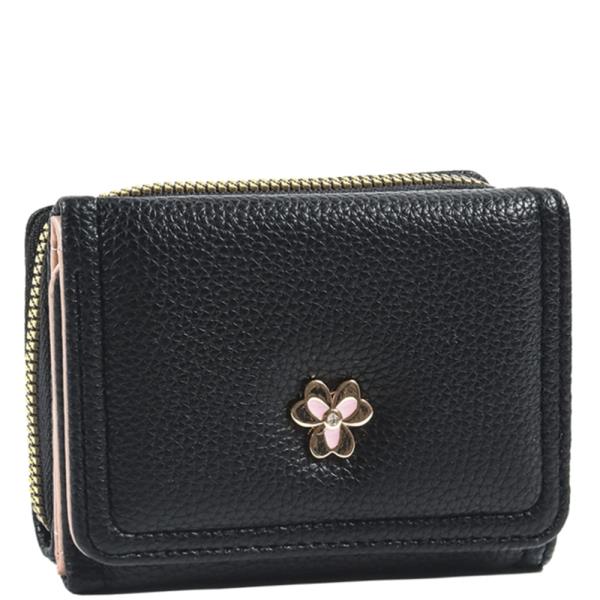 TEXTURED FLORAL EMBLEM WALLET