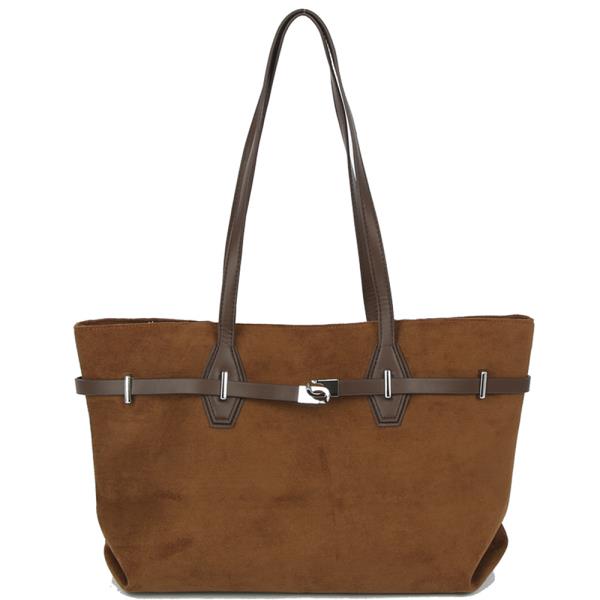 TEXTURED LEATHER DESIGN SHOULDER TOTE BAG