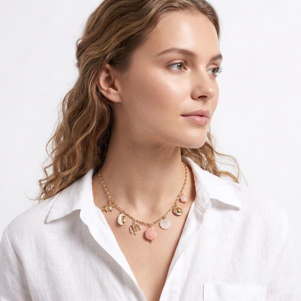 METAL SEA LIFE MULTI CHARM NECKLACE