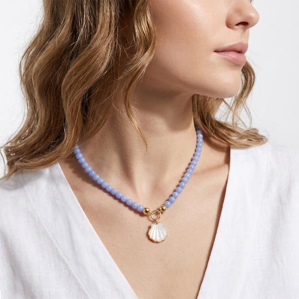 COLOR BEAD SHELL PENDANT NECKLACE