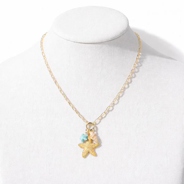 METAL STARFISH SHELL NECKLACE