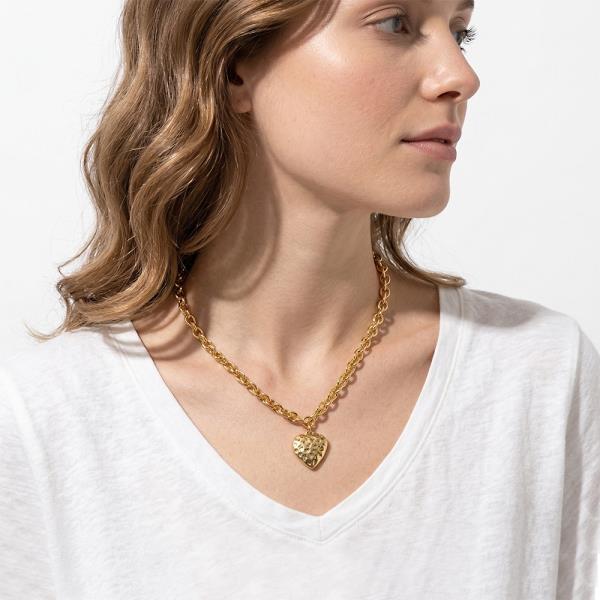 METAL CHAIN HEART PENDANT NECKLACE