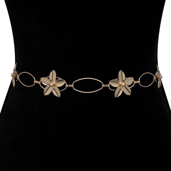 FLOWER OVAL LINK METAL HOOK BELT