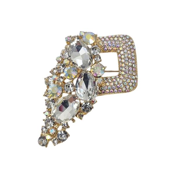 RHINESTONE SQUARE BROOCH