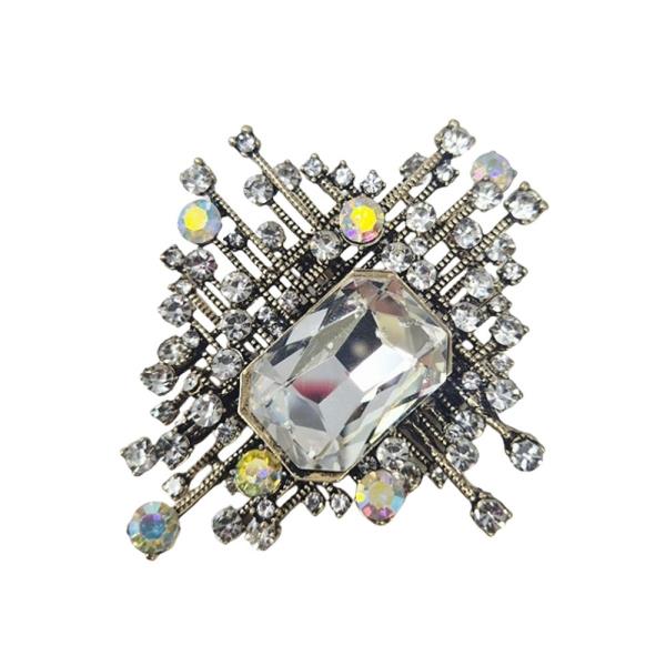 RHINESTONE CENTER SQUARE BROOCH