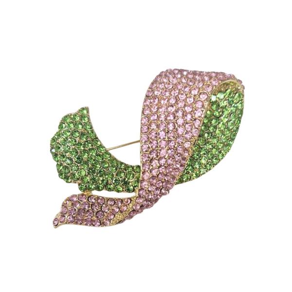 RHINESTONE WAVE RIBBON BROOCH