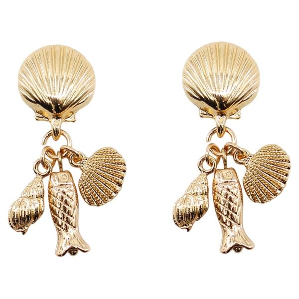 DANGLING SHELL ER W SEA NAIL FISH SHELL EARRINGS