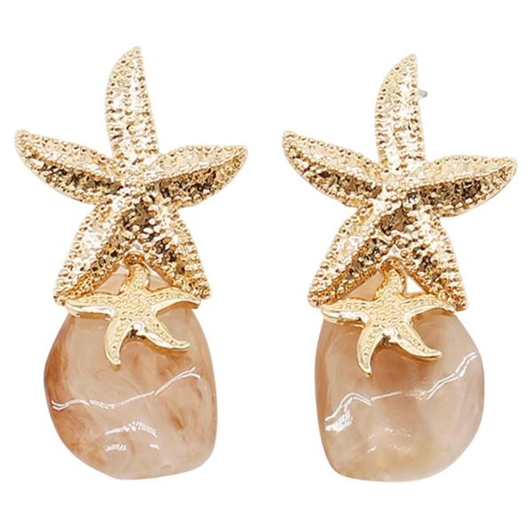 TEXTURED DOUBLE STARFISH RESIN DANGLE EARRINGS