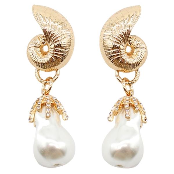 SHELL ORGANIC PEARL DANGLE EARRING