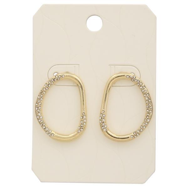 ROUND SHAPED RHINESTONE METAL EARRING