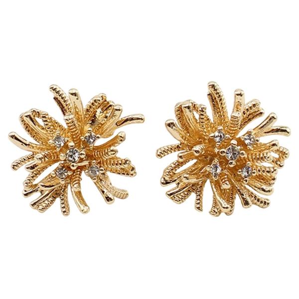 FLOWER MOTIF STONE PAVE POST EARRING