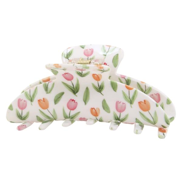 FLOWER PATTERN HAIR CLAW CLIP