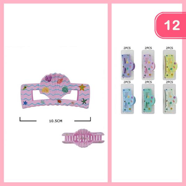 SEA LIFE PRINT HAIR CLAW CLIP (12 UNITS)