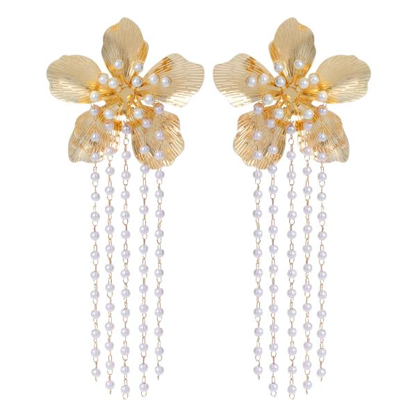 FILIGREE FLOWER PEARL EARRINGS