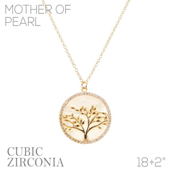 MOP TREE DISC NECKLACE