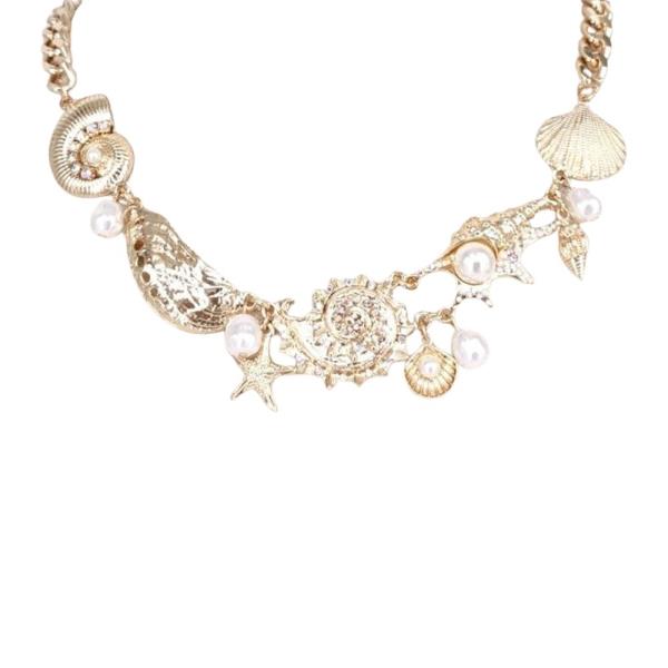 METAL CHAIN SEALIFE STARFISH PEARL NECKLACE