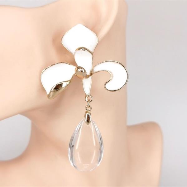 ENAMEL FLORAL TEARDROP DROP EARRING