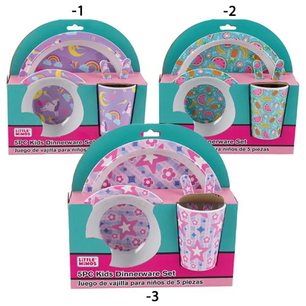 LITTLE MISMOS 5PC KIDS DINNERWARE SET