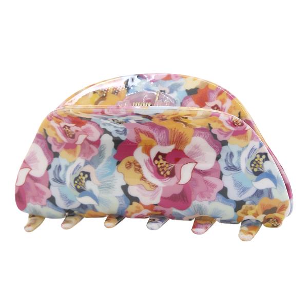 FLORAL PRINT CLAW HAIR CLIP