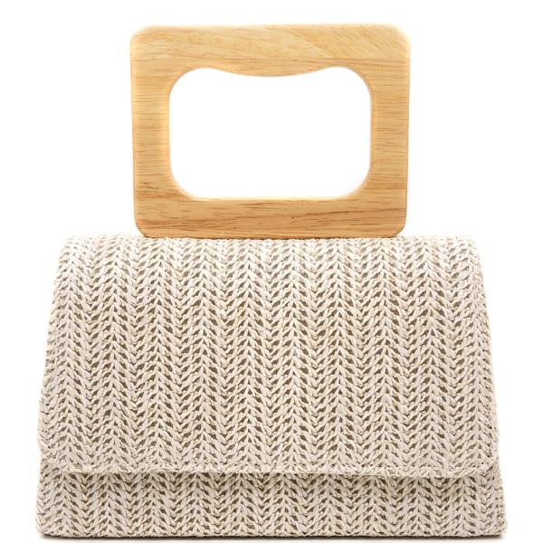WOVEN STRAW HANDLE EVENING BAG