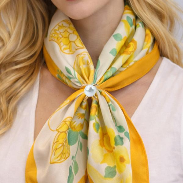 14K GOLD WHITE GOLD DIPPED PEARL CROSS SCARF RING