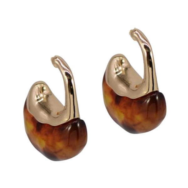 TORTOISE W/GL HOOP EARRING