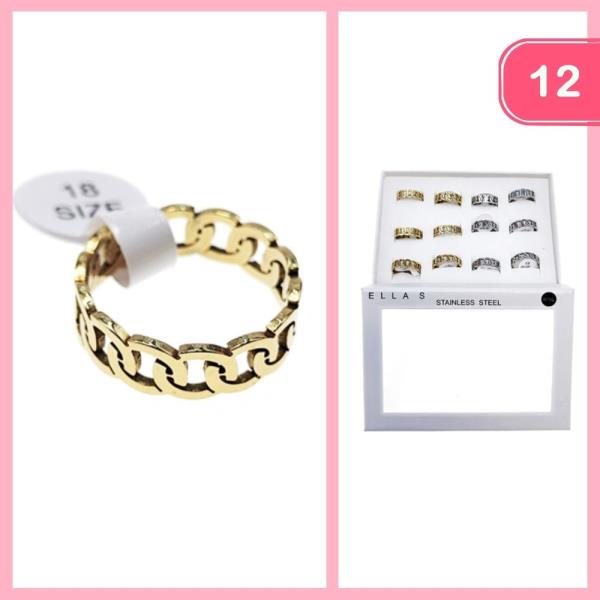 STAINLESS STEEL CHAIN LIKE RING (12 UNITS)