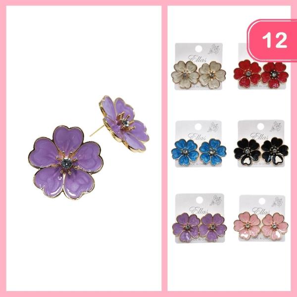 FLOWER POST EARRINGS (12 UNITS)