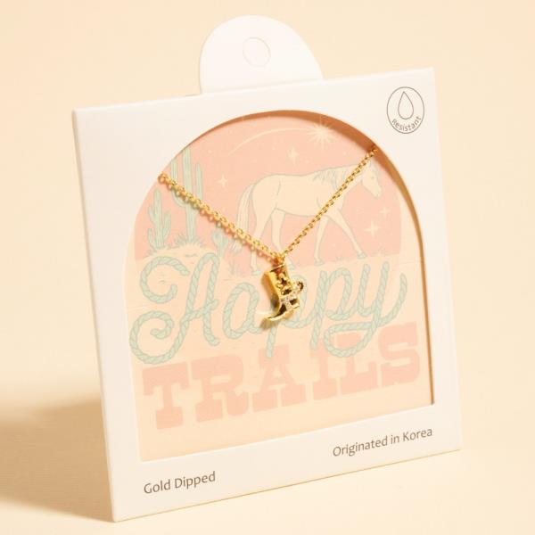 COWBOY BOOTS SHAPED GOLD-DIPPED PENDANT SHORT NECKLACE