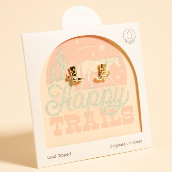 COWBOY BOOTS SHAPED GOLD-DIPPED 925 SILVER POST EARRINGS