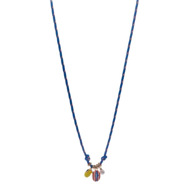 SARDINES PRINTED CHARM W/ LEMON AND PEARL  SHORT NECKLACE