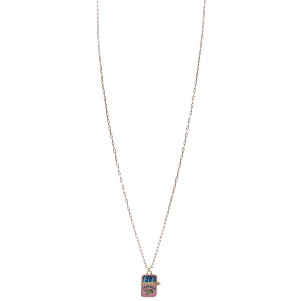 SARDINES CAN SHAPED PRINT SHORT NECKLACE
