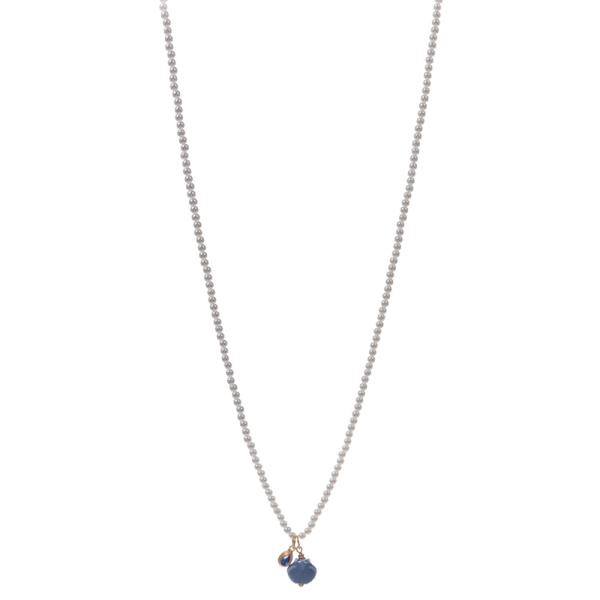 SHELL SHAPED CERAMICS CHARM W/ PEARL BEADED  SHORT NECKLACE