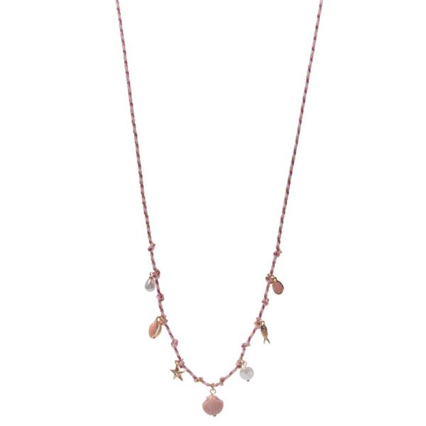 MIXED SHAPED CHARMS W/ ROPE SHORT NECKLACE