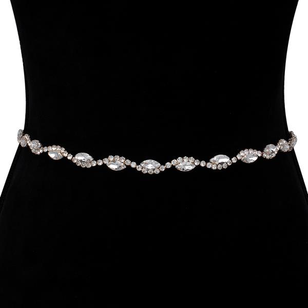 RHINESTONE CRYSTAL WAVE PATTERN HOOK BELT
